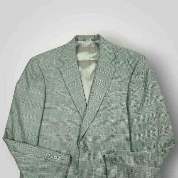 Hart Schaffner Marx Blazer Sport Coat Mens 40R Vtg Classic Fit Wool Glen Plaid - Picture 8 of 10